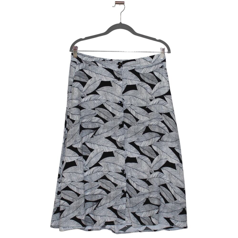 KOTON Midi Skirt Black and White Leaf Size Medium